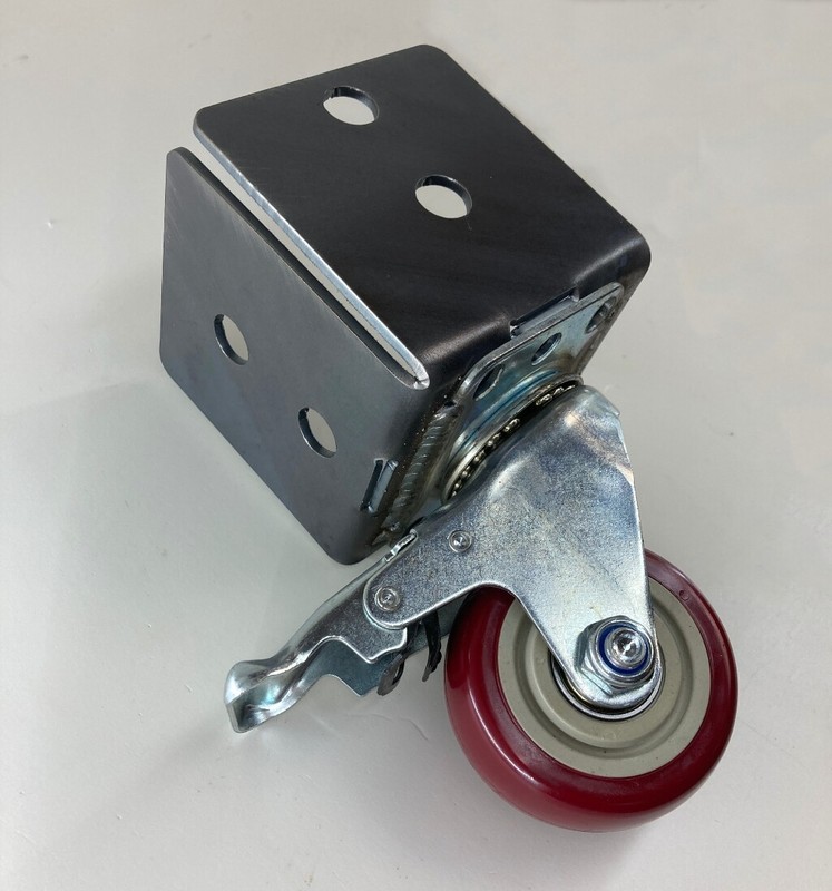 PostHugger™ 1000#CAP 4pc Set Roll & Lock Red Wheel Caster Brackets For 4X4 Posts gallery