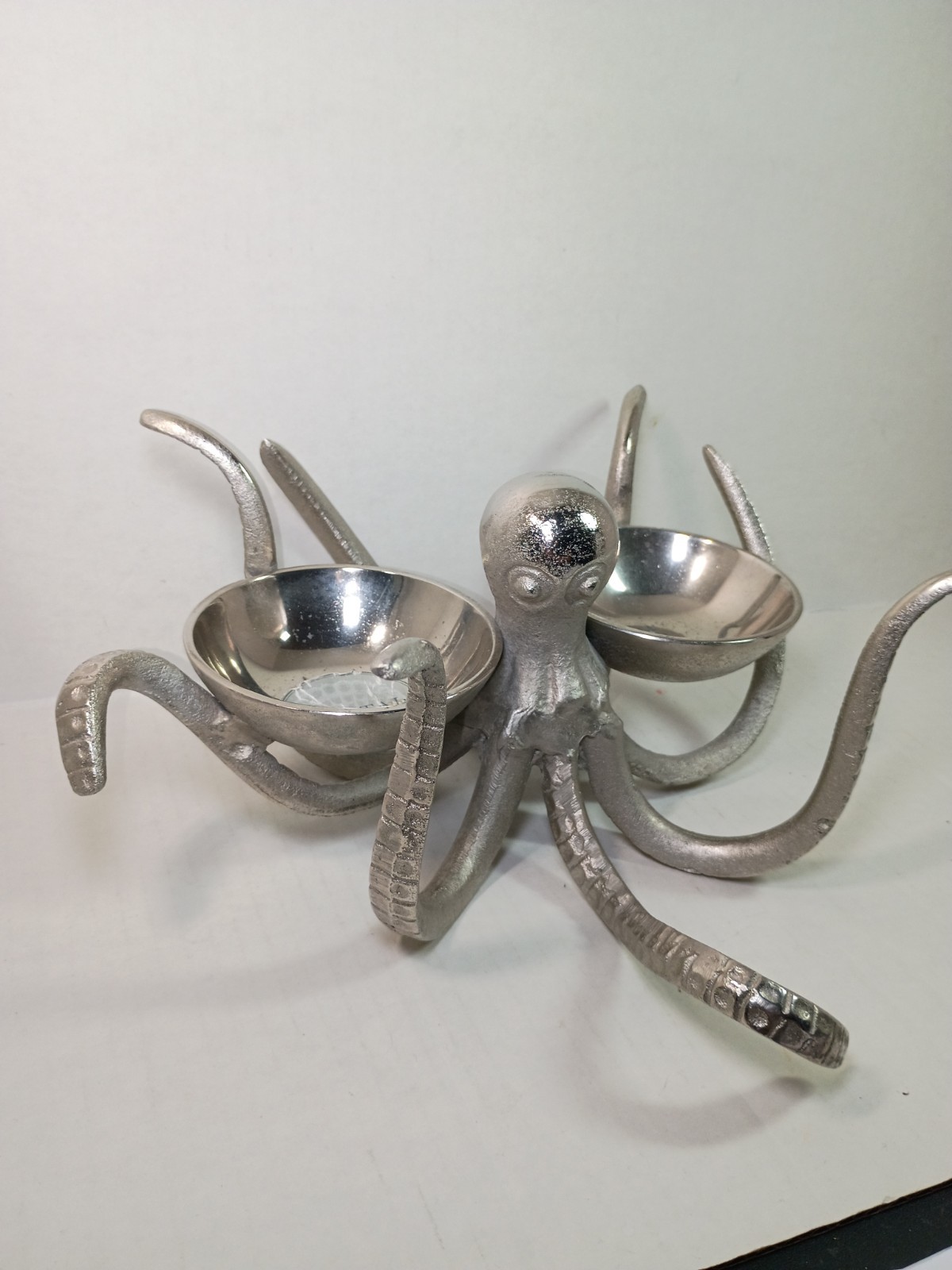 Octopus Nautical Silver Tone Metal Candy And Nut Dish Bowl Server Made In India gallery