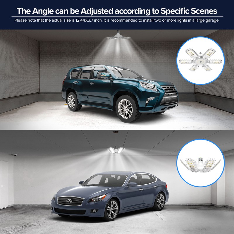 2 Pack 6500LM LED Garage Light Adjustable Panels 600W Deformable Ceiling Light gallery