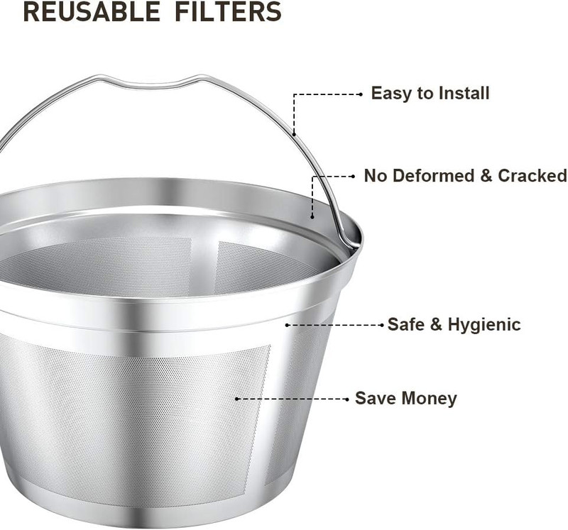 Reusable 4-5Cup Basket Replacement Coffee Filters- Stainless Steel Permanent Cof gallery