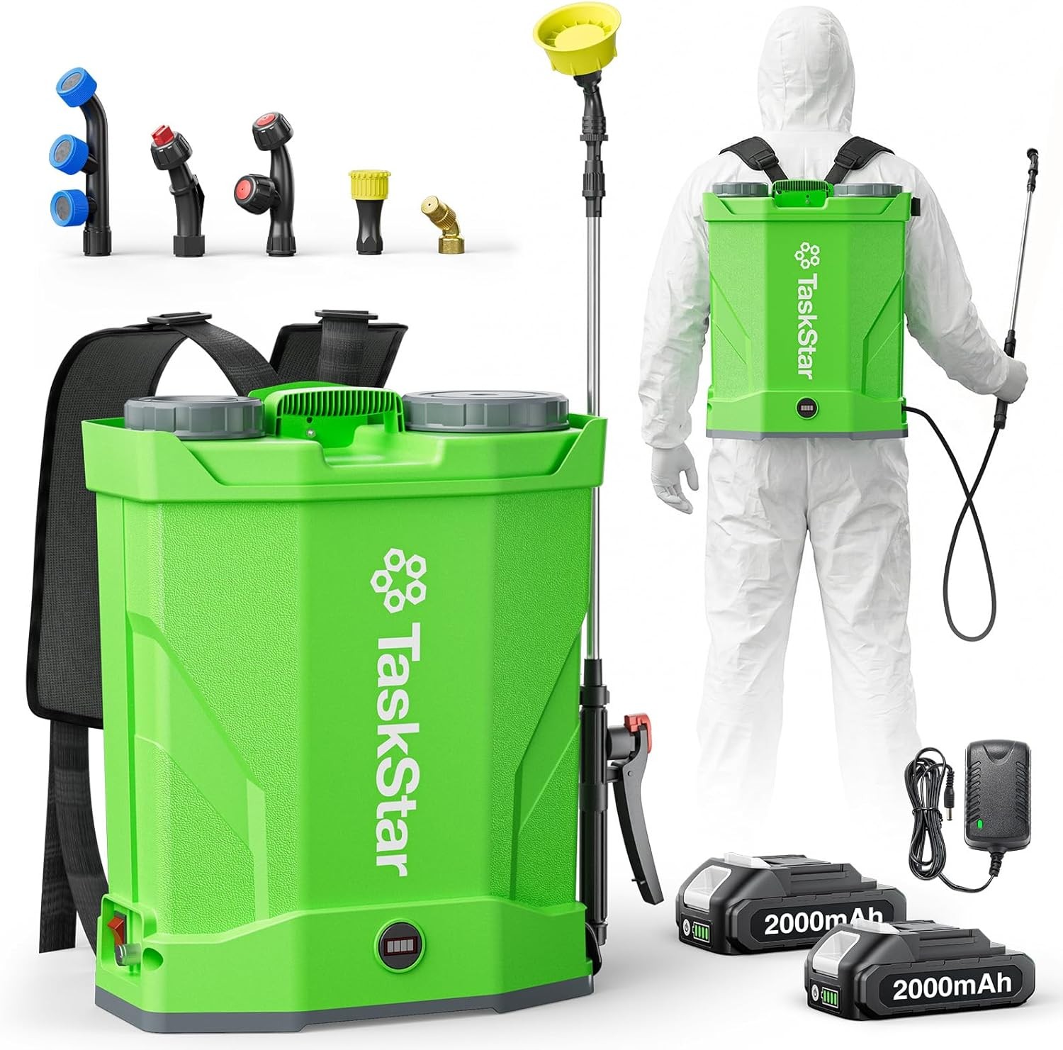 TaskStar 4 Gal Electric Sprayer Backpack for Lawn & Garden 0-100 PSI 2*Battery gallery