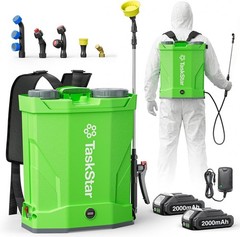 TaskStar 4 Gal Electric Sprayer Backpack for Lawn & Garden 0-100 PSI 2*Battery
