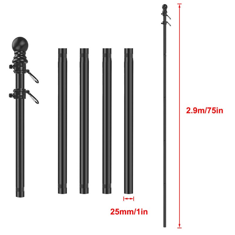 1/2Pack Flag Pole Kit 6Ft Flag Pole House Porch Holder Wall Mounting Bracket gallery