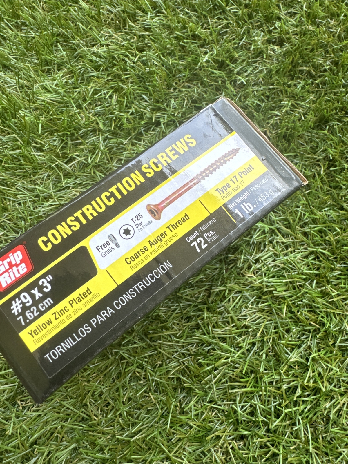 Grip Rite #9" x 3" Yellow Zinc Plated Construction Screws (1 lb-72 pc) 3GCS1 gallery