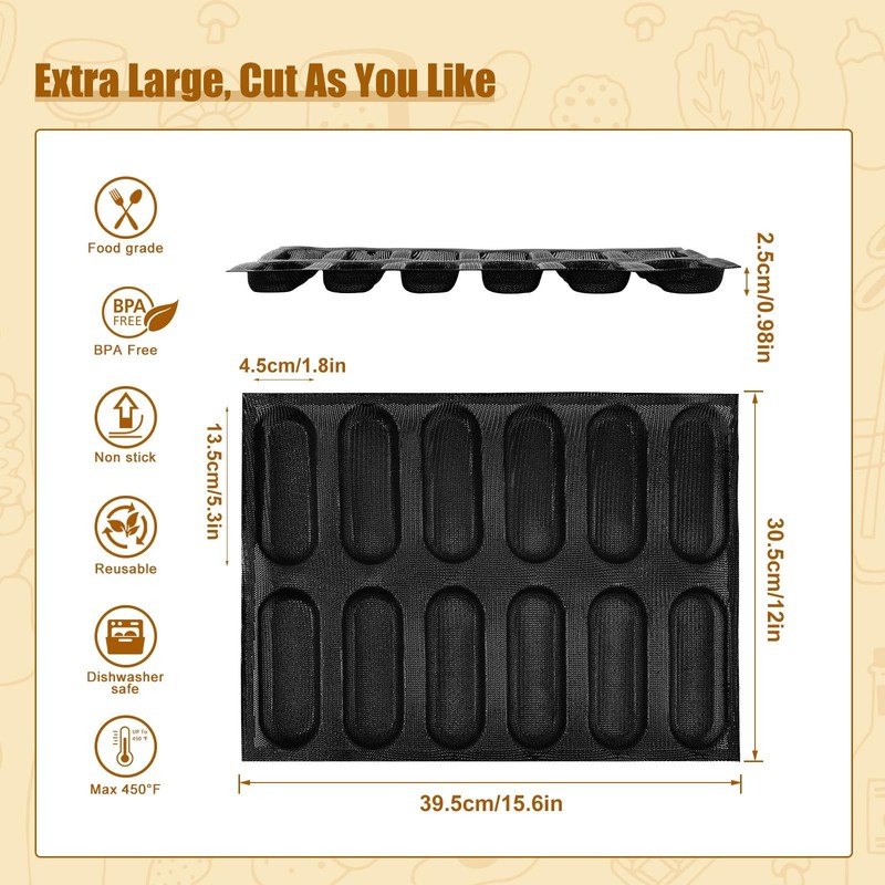 1 PCS Silicone Perforated Baking Form, 12 Loaf, 11.8x15.7 Inch, Non-Stick, Mat gallery