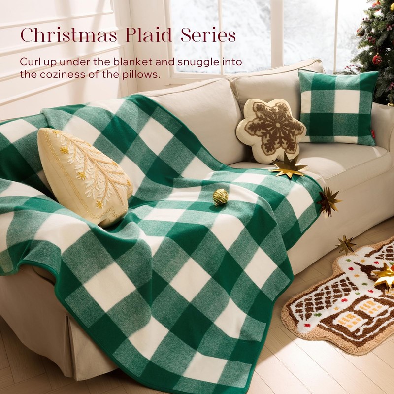 Phantoscope Christmas Throw Blanket, Premium Faux Wool Buffalo Check Blanket ... gallery
