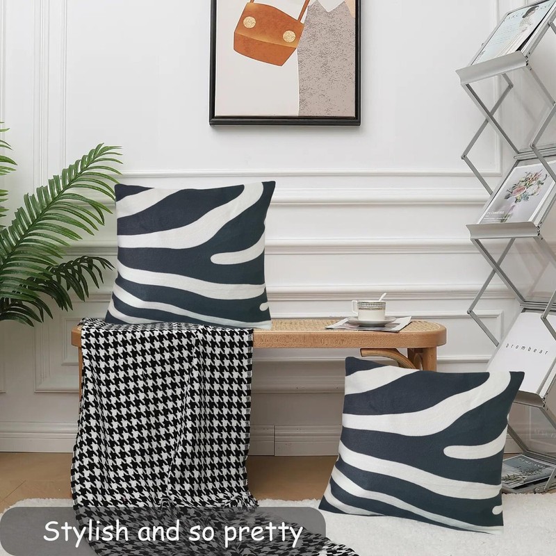 2PCS Pack Decorative Pillowcase Zebra Animal Stripe Dark Gray Black and White... gallery