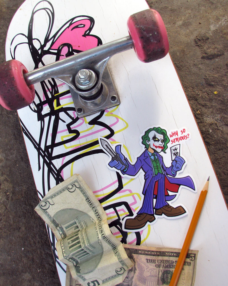Joker Vinyl Sticker Heath Ledger Dark Knight Skateboard Batman DC Comics Decal gallery