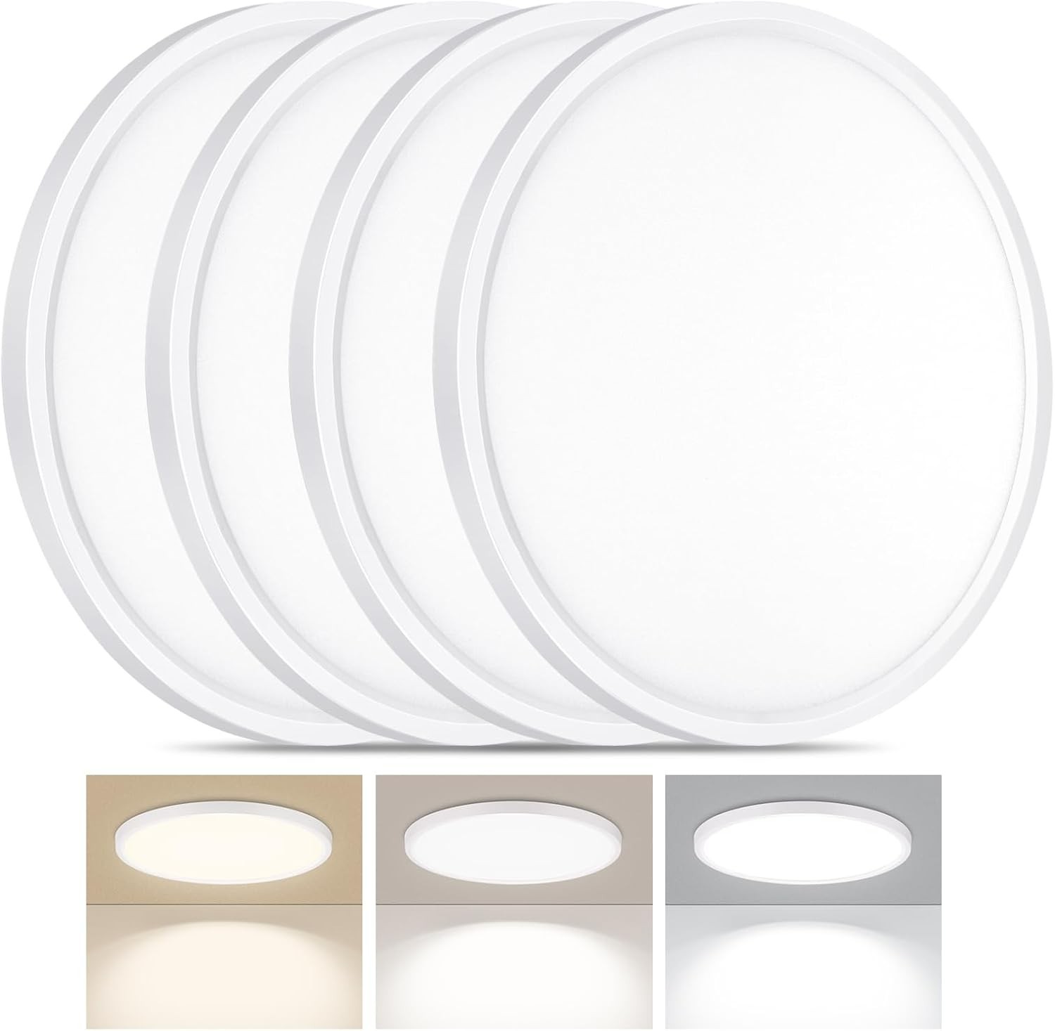4 Pack 24W LED Flush Mount Ceiling Light Ultra Thin Round White 3000k/4000/6500K gallery