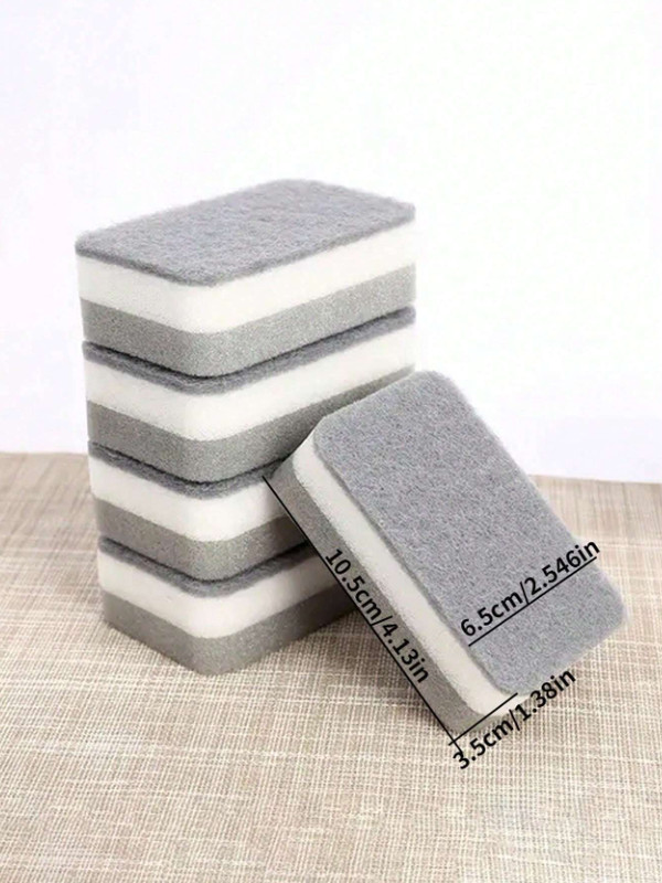 5pcs High-Density Kitchen Sponges - Dual-Layer Dishwashing Scrub Pads-NEW gallery