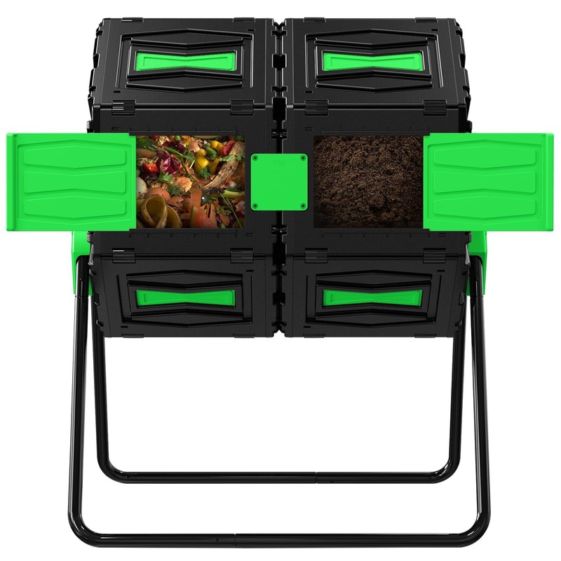 Large Composter Bin 45Gal Heavy Duty Compost Bin Outdoor Dual Chamber Tumbling gallery