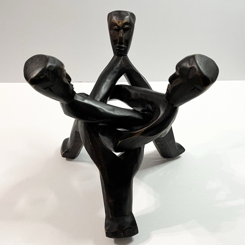 Wooden Interlocking Unity Carving Statue Figure Intertwined Pedestal Stand gallery