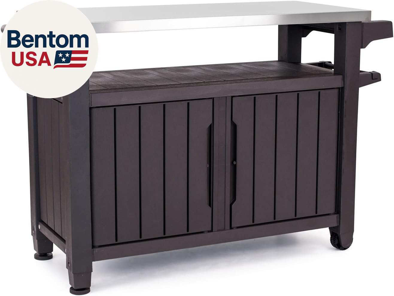 Outdoor Rolling Table Cart for Food Prep, Storage, Bar & Grill, Dark Brown - Por gallery
