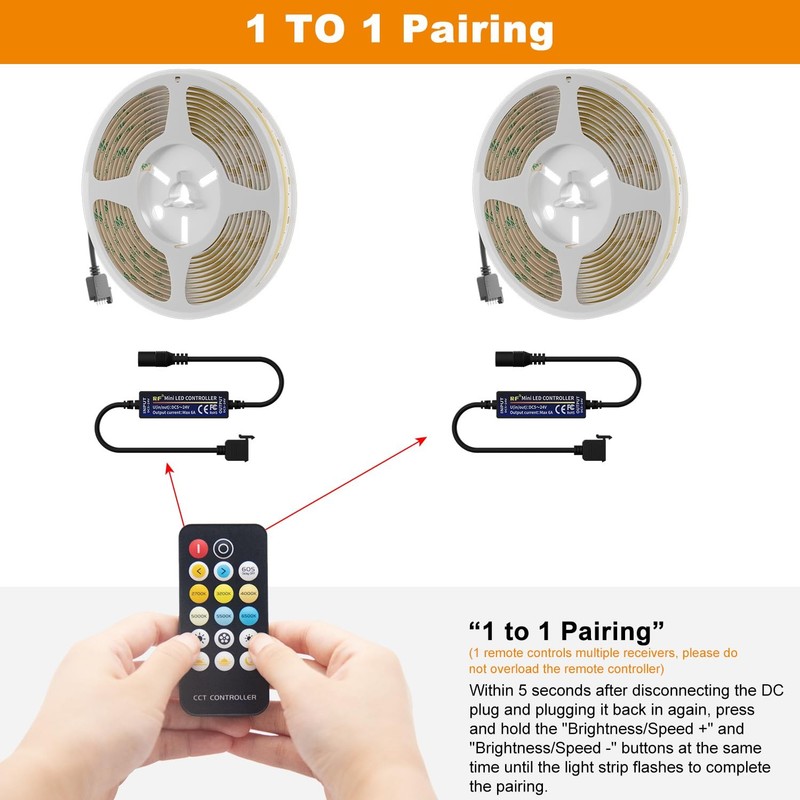RF Remote Dimmer for CCT Tunable COB LED Strip Lights 17-Key Wireless Control gallery