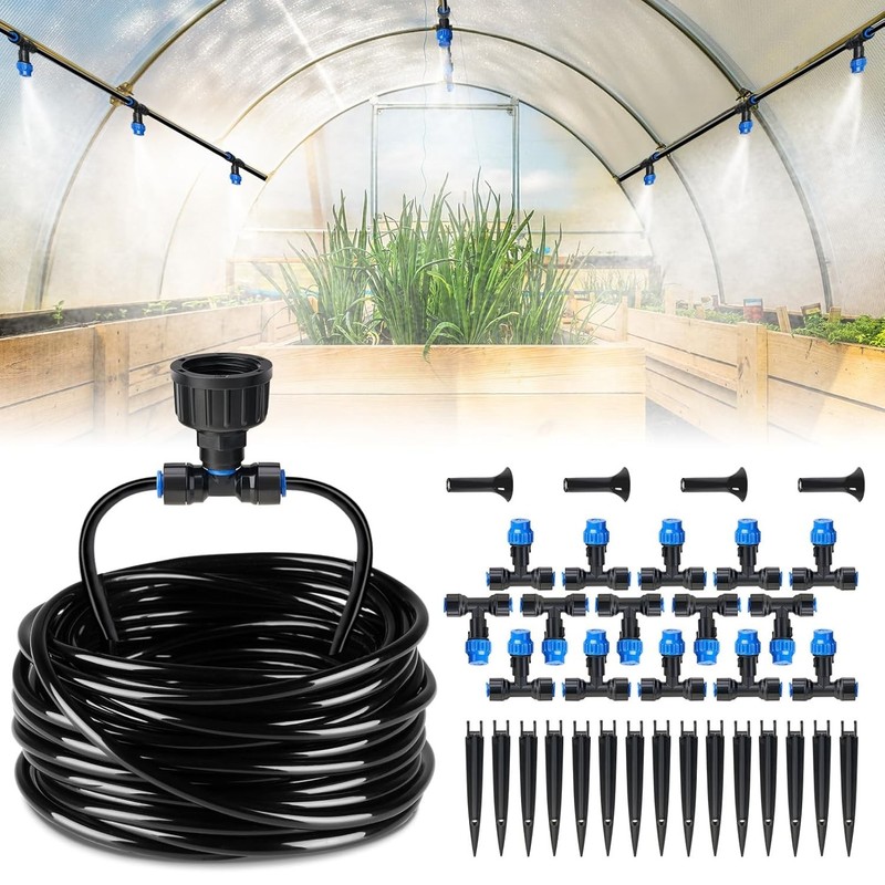 59FT Greenhouse Misting Drip Irrigation Kit with Adjustable Nozzles gallery