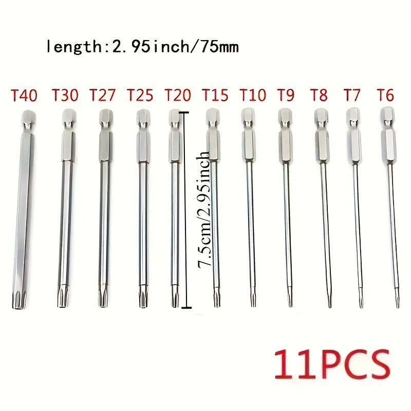 11-Piece Torx Screwdriver Bit Set - Multi-Size (T6-T40) for Vehicle Maintenance gallery