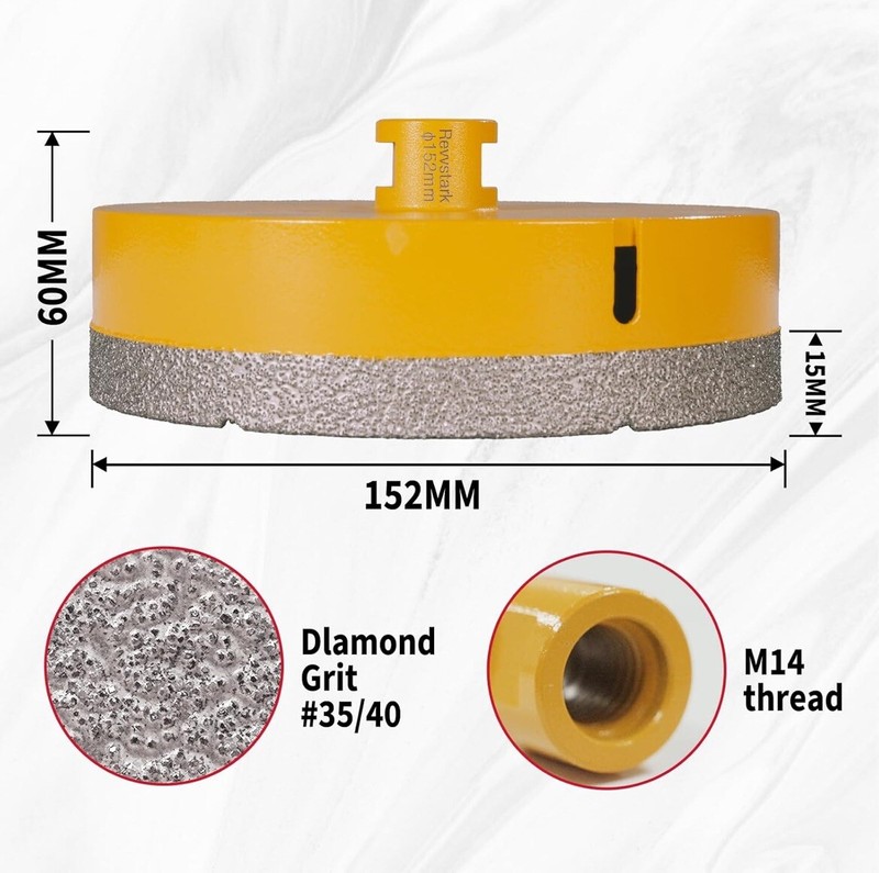 Revvstark Diamond Core Drill Bits 6in(152mm) Tile Hole Saw For Tile Dry Or Wet gallery