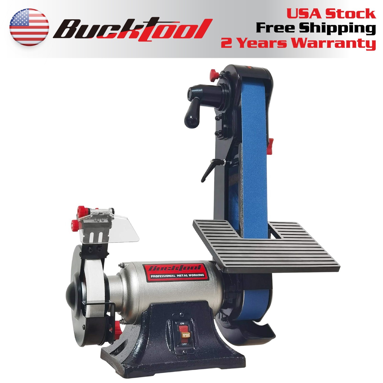 Bucktool Combo 2" x 42" Belt Sander 6" Bench Grinder, Knife Sharpener BG2600 gallery