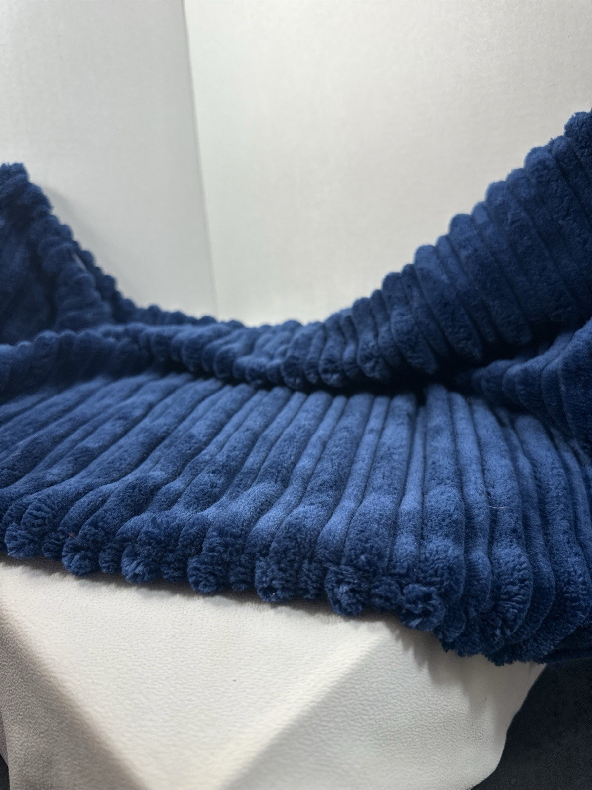 UGASA Velvet Soft Solid Corduroy Striped 20" x 12" (Pack of 1) Navy Blue gallery