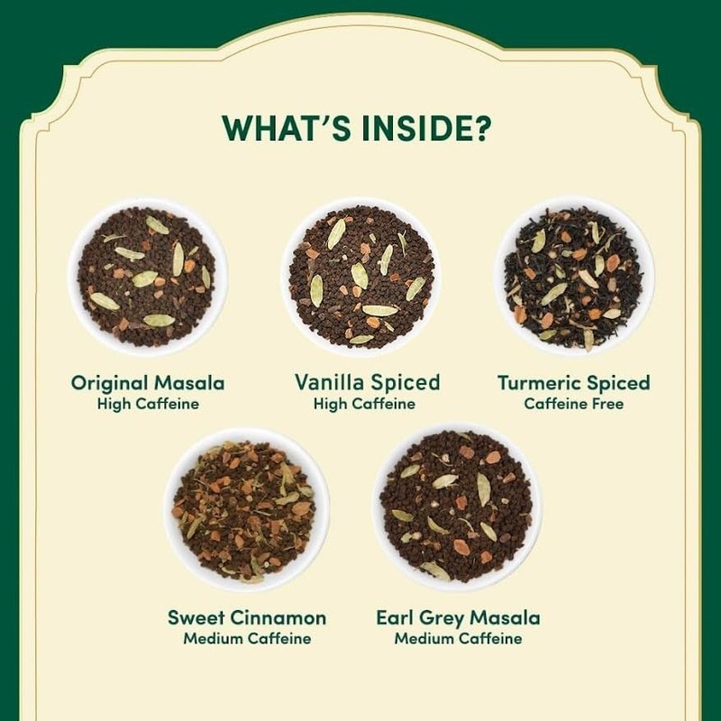 Assorted Chai Tea Bags Sampler 5 Flavors, 20 Ecofriendly Pyramid Tea bags I G... gallery