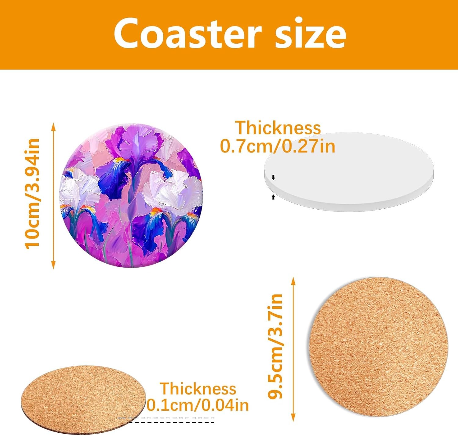 24 Pcs Round Ceramic Tiles for Crafts 4x4 inches，Equipped with self Adhesive C gallery