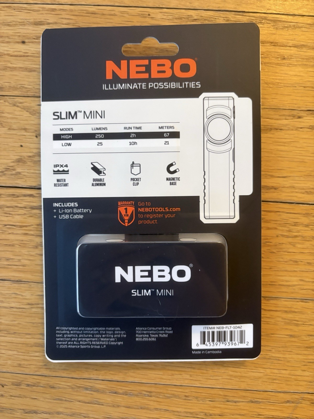 NEBO Slim Mini Rechargeable LED Flashlight 250 Lumens Magnetic Base gallery