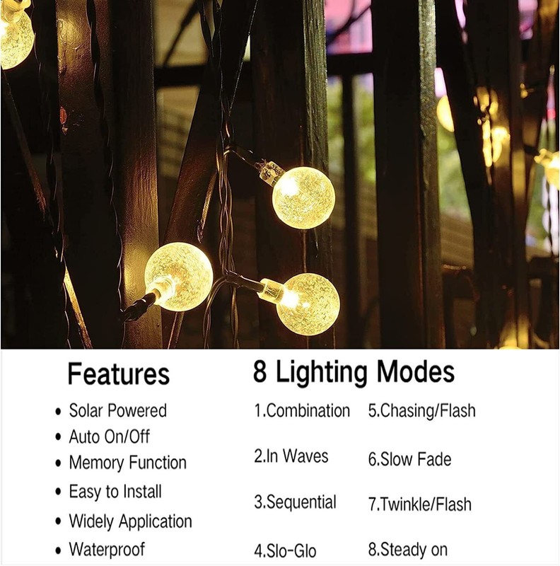 Solar Powered 30 LED String Light Garden Path Yard Decor Lamp Outdoor Waterproof gallery