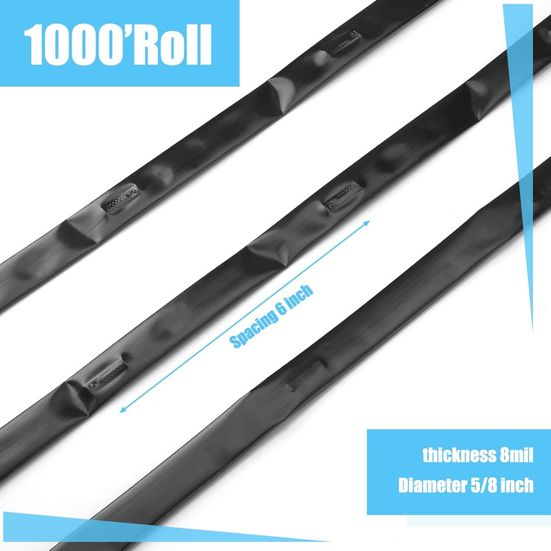 1000Ft 5/8 Inch Drip Tape 6" Spacing Roll 8 Mil Irrigation Hose Garden Watering gallery