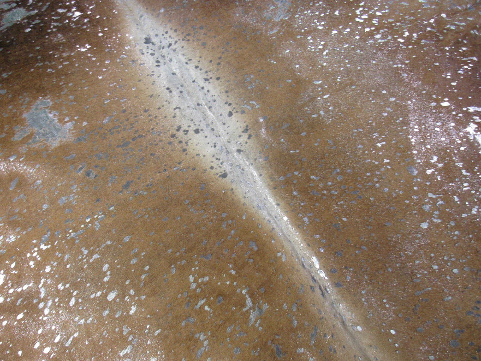 Natural Brown Cowhide Rug w/d Silver Metallic Acid Washed (Gorgeous)9x7 ft O-115 gallery