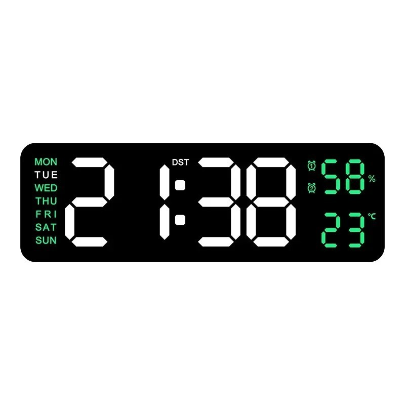 LED Digital Large Display Wall Desk Alarm Clock With Calendar Temperature Date