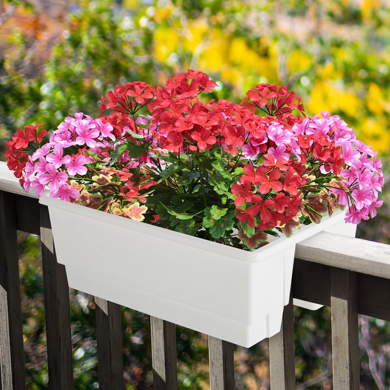 Railing Planter Box 2-Pack - 20.75-Inch Flower Boxes with Removable Drainage gallery