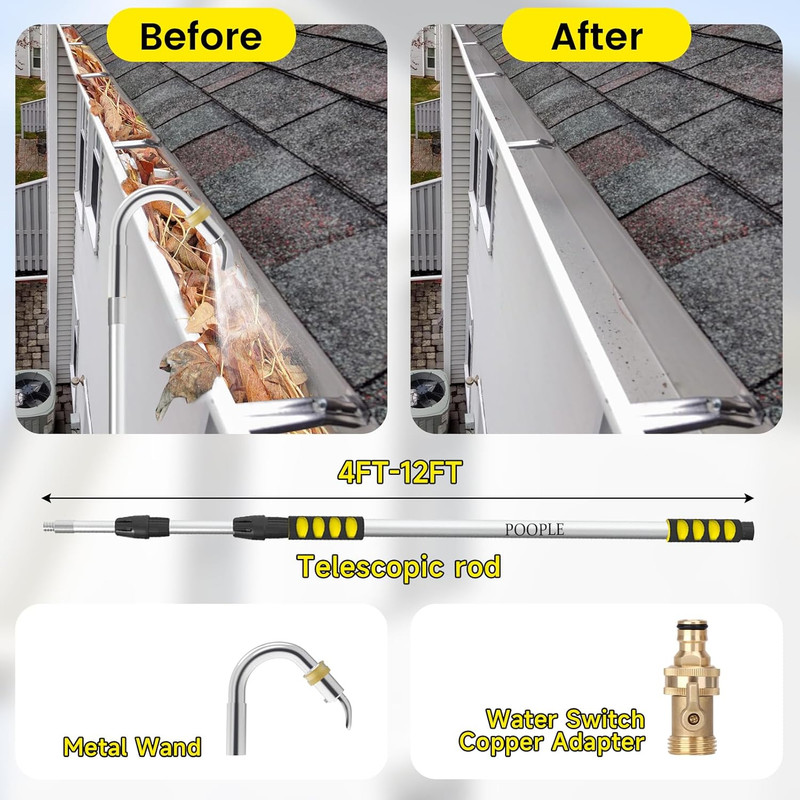 20FT Reach Gutter Cleaning Tools from the Ground, Telescopic Gutter Cleaner Tool gallery