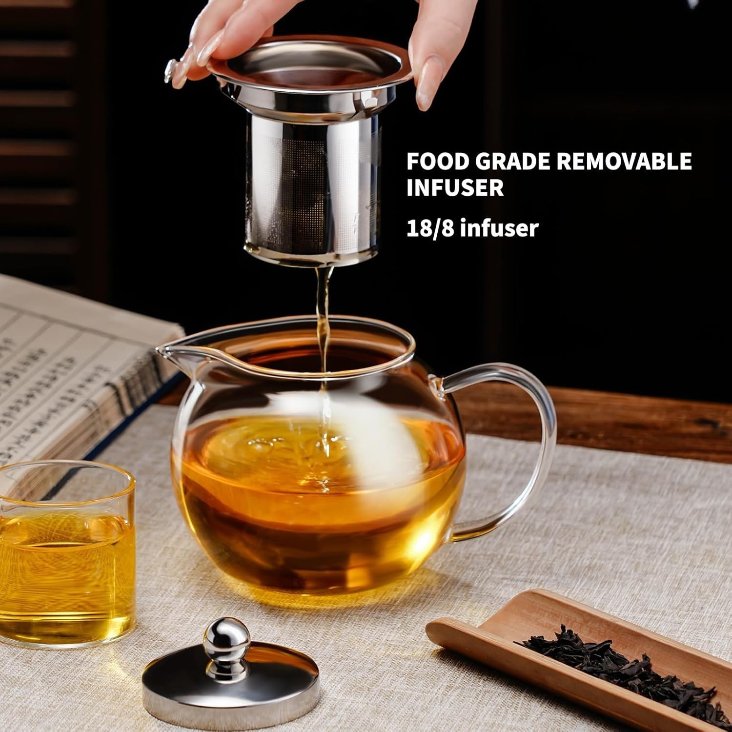 Clear Glass Tea Pot With Steel Infuser Leaf Teapot Stovetop Safe 22Oz 650ml New gallery