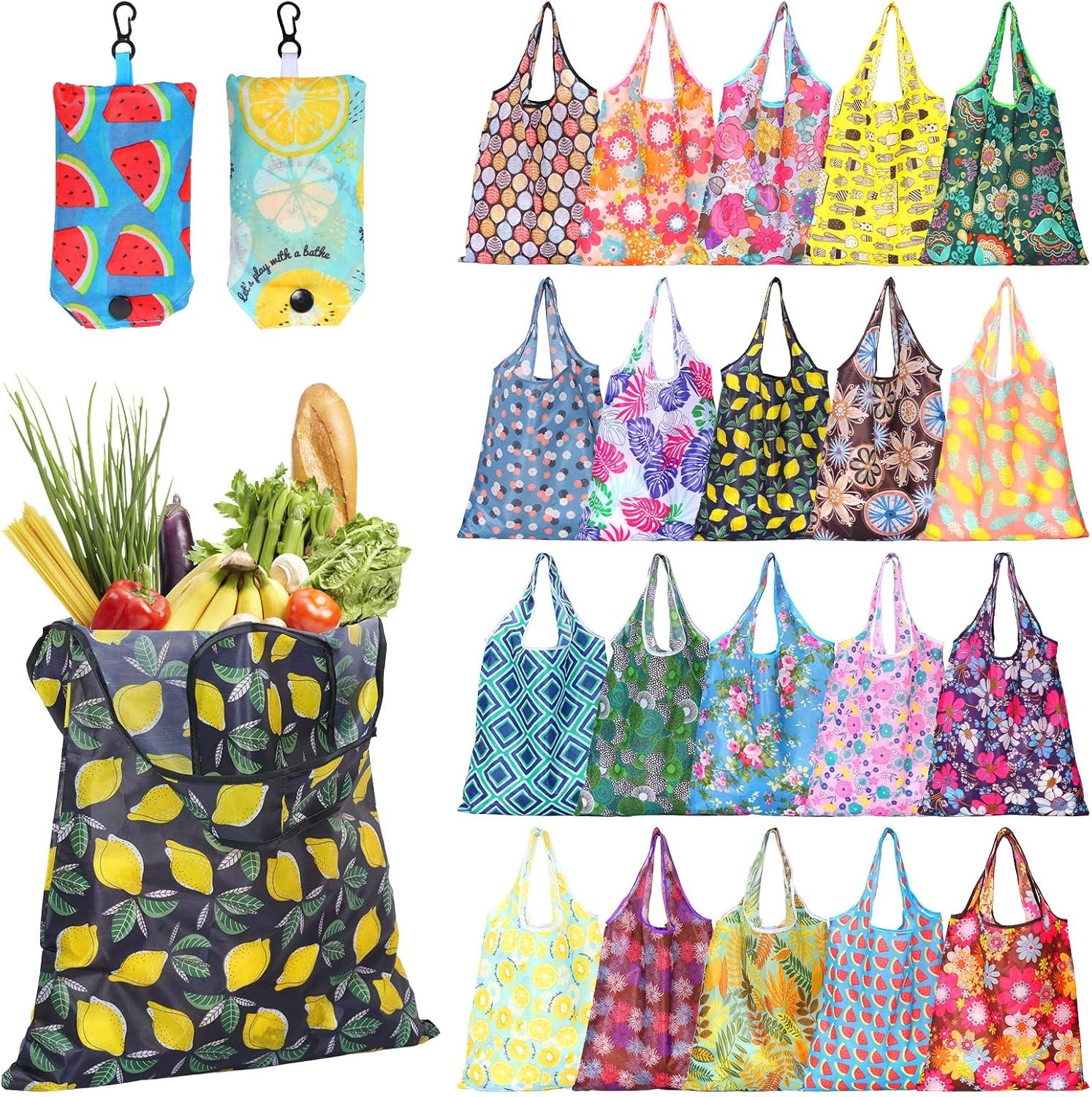 20 Pack Reusable Grocery Bags 22lbs Large Reusable Shopping Bags Foldable gallery