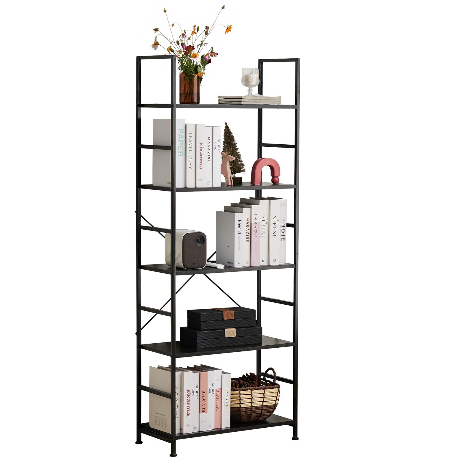 5 Tier Bookcase Bookshelf Storage Shelves for Living Room/Home/Office/Kitchen gallery