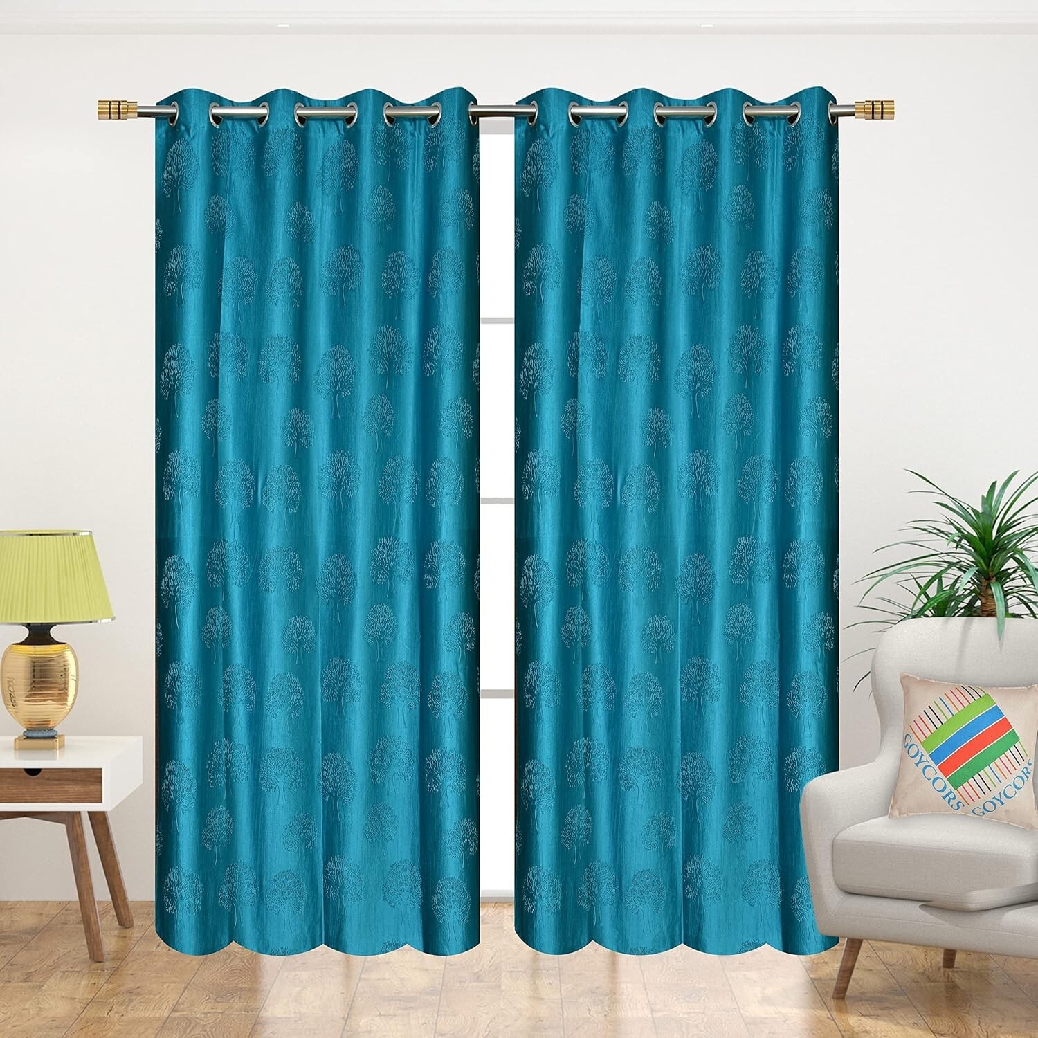 New 2 Piece Eyelet Polyester Door Curtain Set - 7 feet gallery