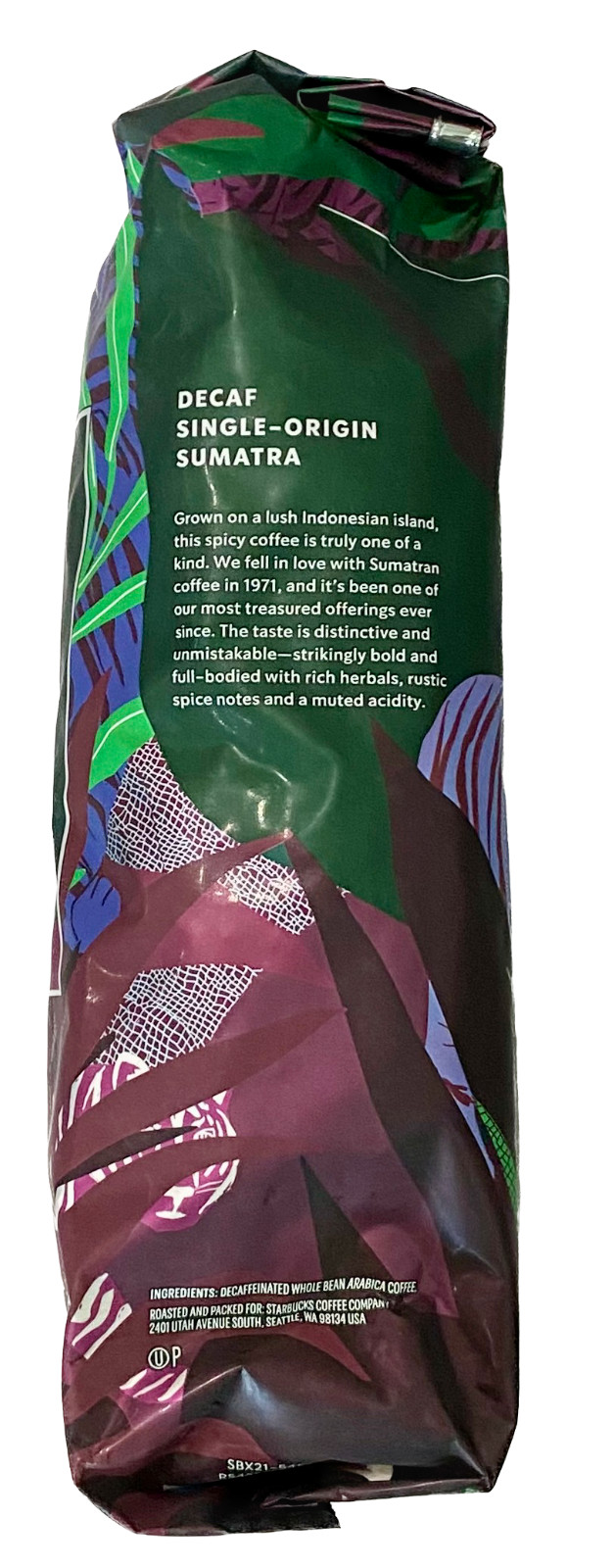 Starbucks Decaf Sumatra Single Origin Whole Bean Coffee 1lb / 16oz Bag gallery