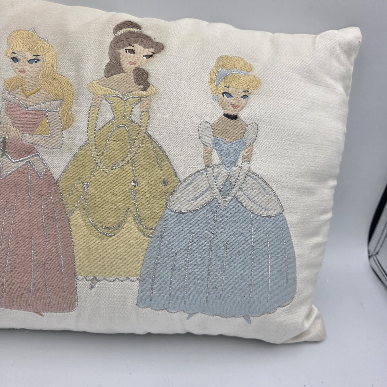 Pottery Barn Kids Disney Princess Throw Pillow Jasmine Belle Cinderella Embroid gallery