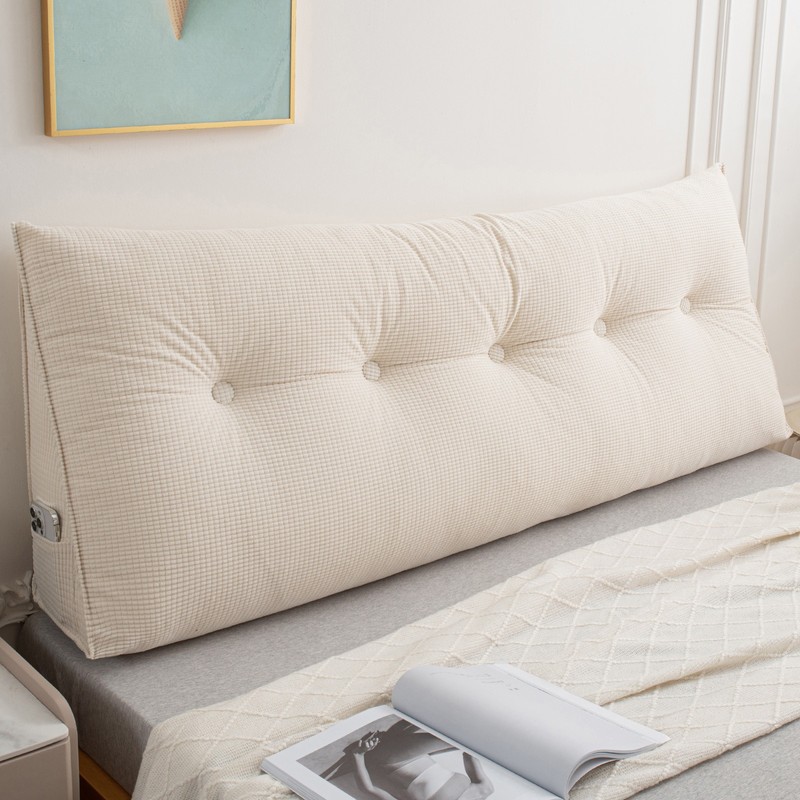 Headboard Pillow for Dorm Bed Overstuffed Backrest Cushion w/Side Pocket 39"-79" gallery