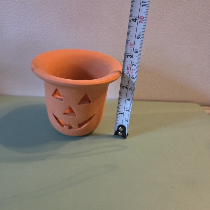 Terracotta Jack O Lantern Pumpkin Candle Cup Halloween Luminary in Stand gallery