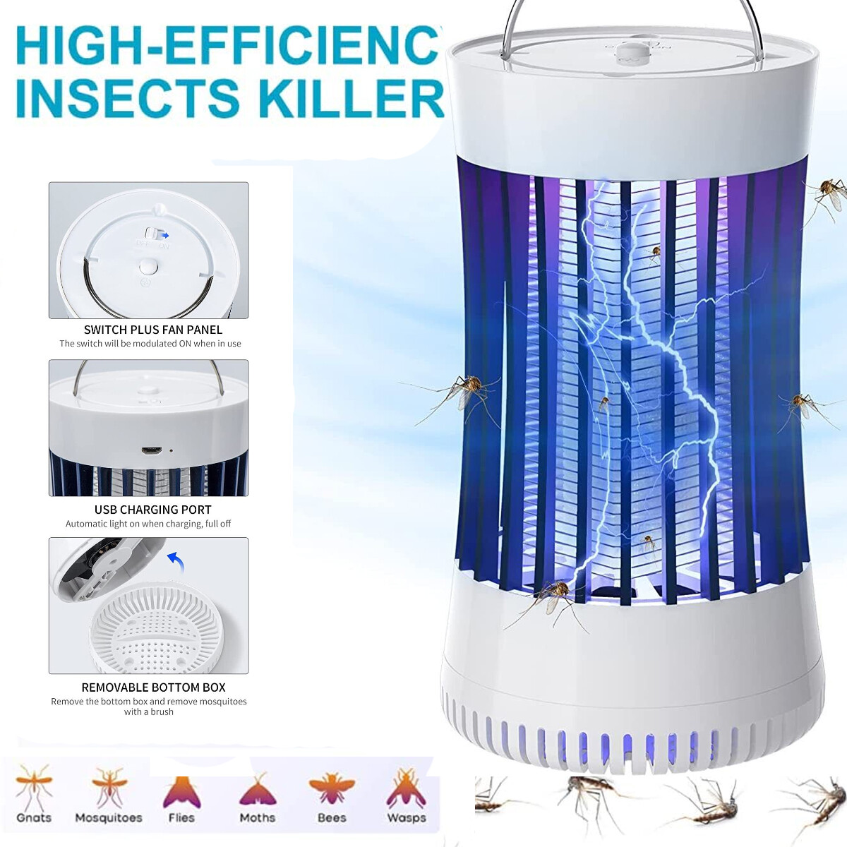 Electric Mosquito Insect Fly Bug Zapper Killer LED Light Trap Pest Control Lamp gallery