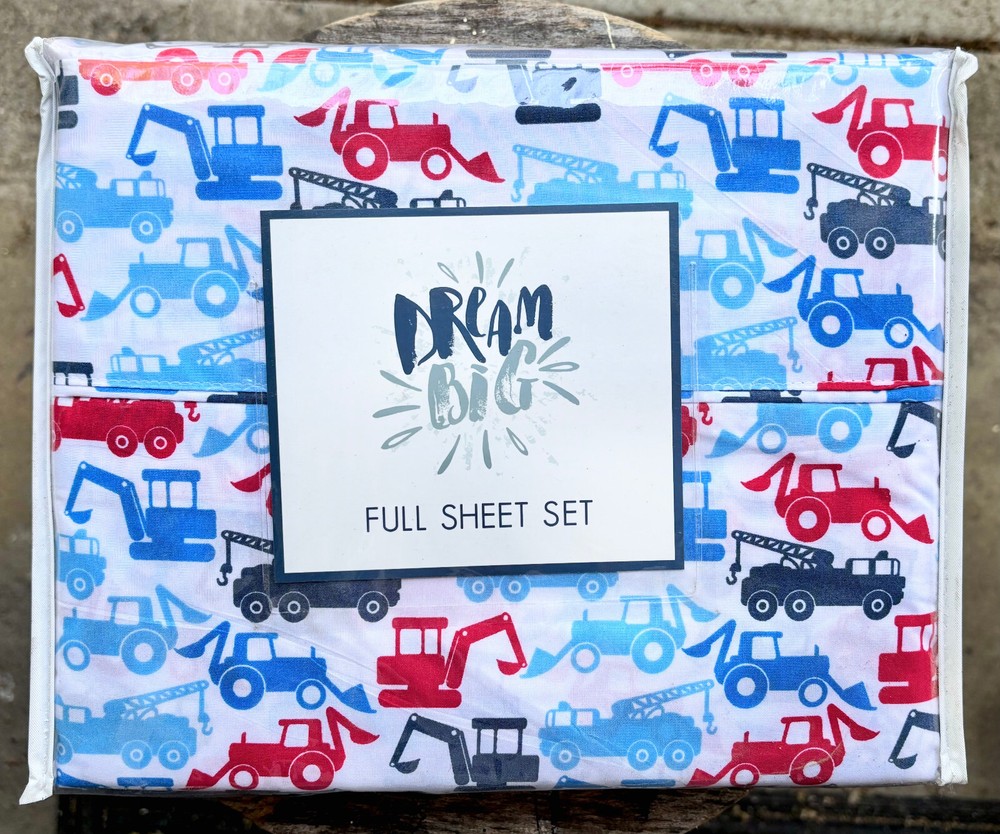 DREAM BIG Red & Blue Construction Trucks (lifts back hoes diggers dump trucks)