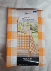 NIP Mainstays 60″ x 84″ PEVA Rectangular Tablecloth in Orange Gingham NEW
