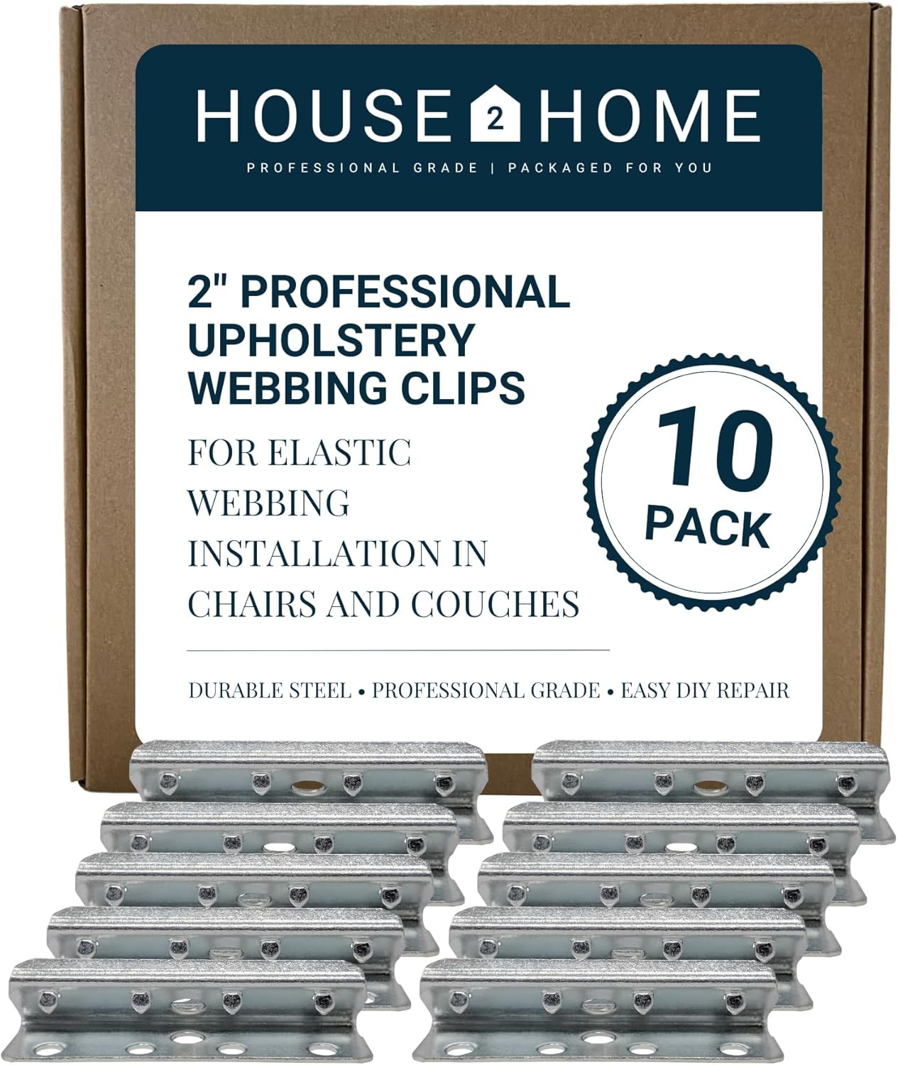 Metal End Clips for Rubber Webbing, Upholstery Repair for Sofa Chair Furnitur... gallery