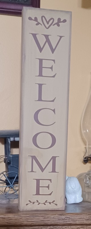 Welcome vertical Rustic Primitive Farmhouse sign Handcrafted customizable gallery