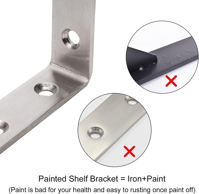 Durable 5x3" Stainless Steel L Brackets - 35lb Max Load, Easy Installation Pack gallery