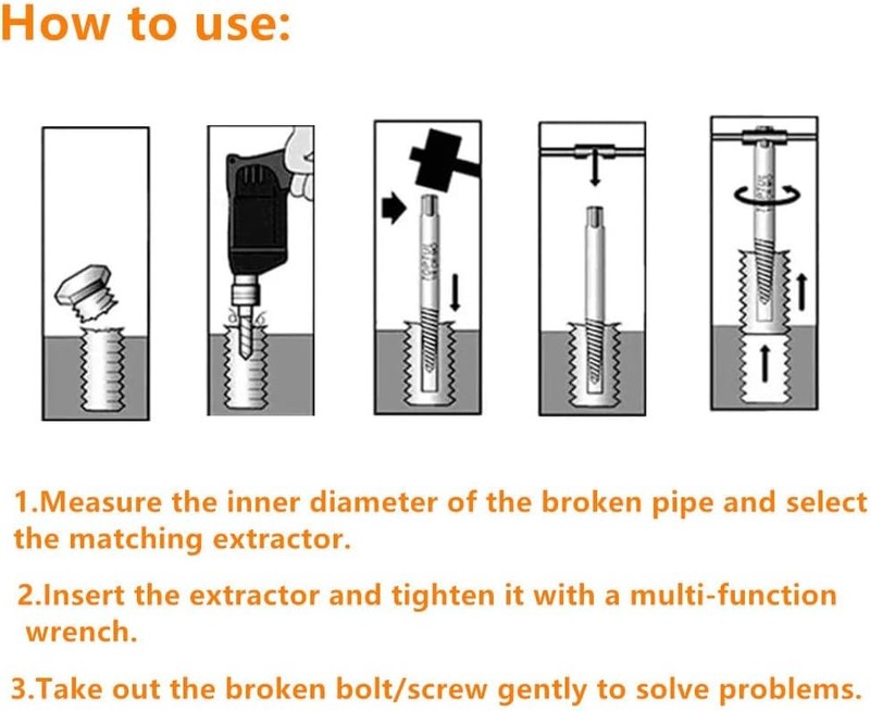 6PCs Damaged Screw Extractor Kits, Chrome-vanadium Steel Stripped Screw Extracto gallery