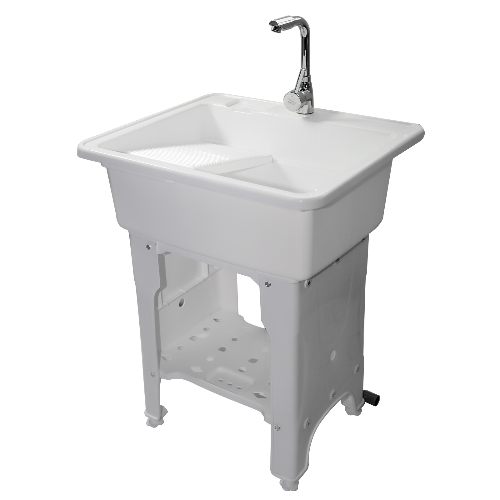 Freestanding Kitchen Sink Commercial Laundry Utility Room Sinks w/ Faucet White gallery