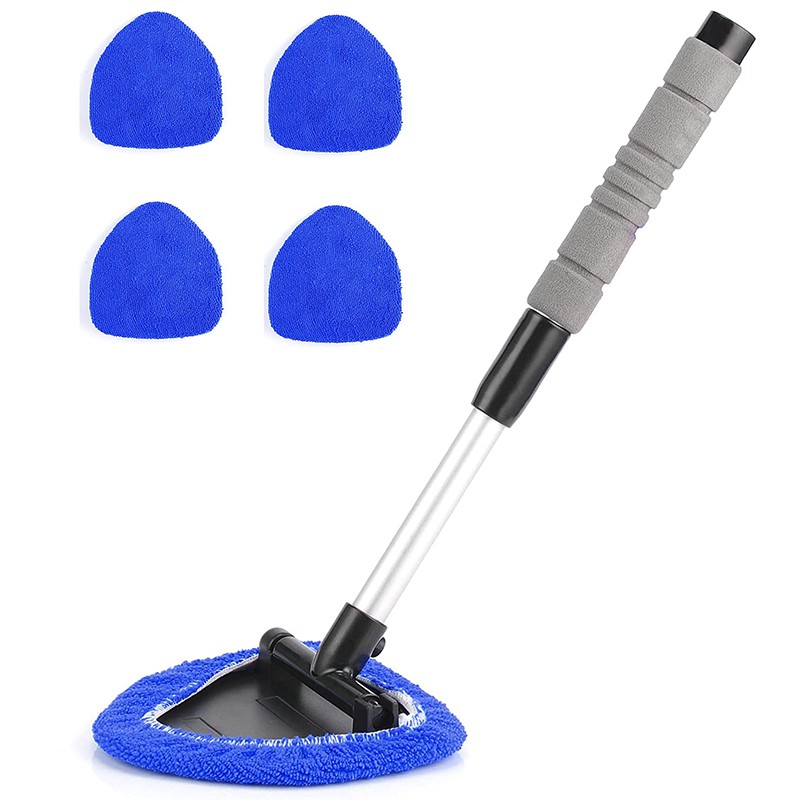 Auto Windshield Cleaning Tool Extendable Window Cleaner Brush Glass Wiper &4 Pad gallery