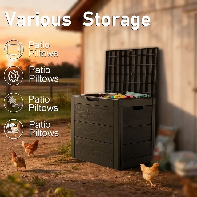 Patio Storage Box 75 Gallon Heavy Duty Outdoor Deck Box Waterproof with Hinged gallery